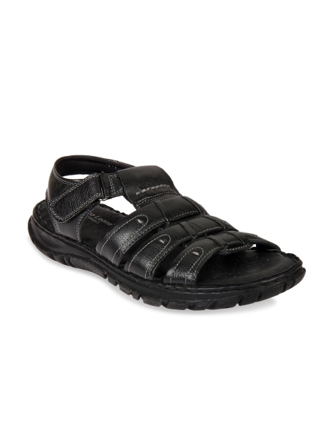 

Franco Leone Men Black Comfort Leather Sandals