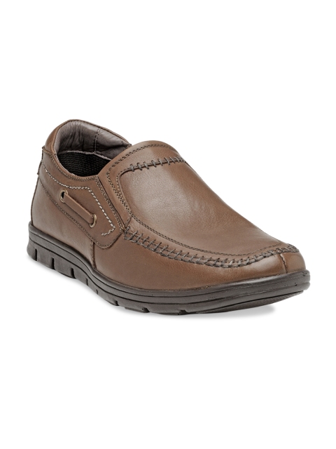 

Franco Leone Men Tan Brown Leather Formal Slip-On Shoes