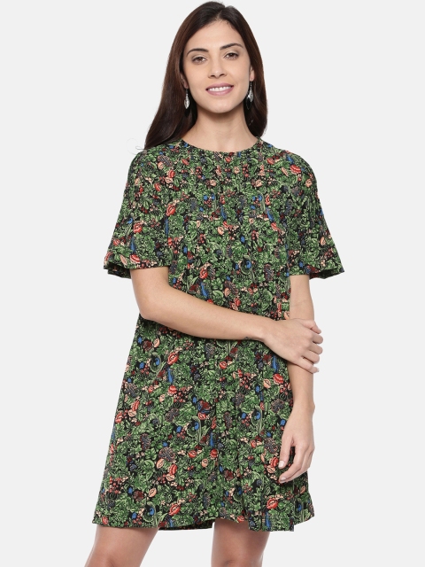 

Chumbak Women Green Printed A-Line Dress