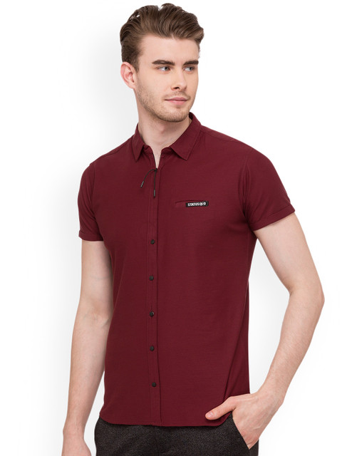 

Status Quo Men Maroon Slim Fit Solid Casual Shirt
