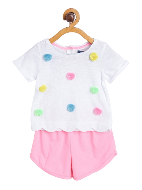 

Nauti Nati Girls White & Pink Embellished Top with Shorts