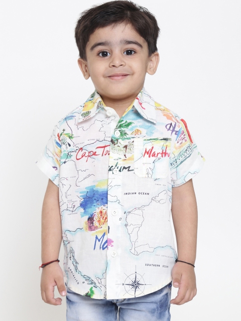 

Nauti Nati Boys White Regular Fit Printed Casual Shirt