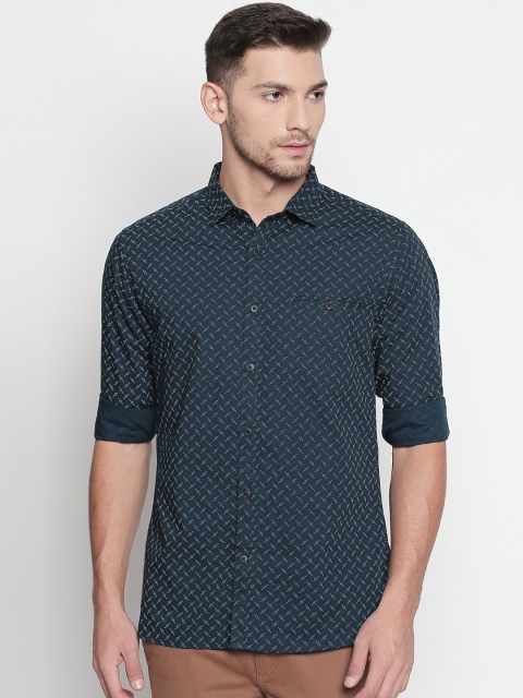 

BYFORD by Pantaloons Men Navy Blue Slim Fit Printed Casual Shirt