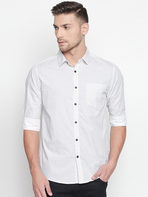

BYFORD by Pantaloons Men White Slim Fit Printed Casual Shirt