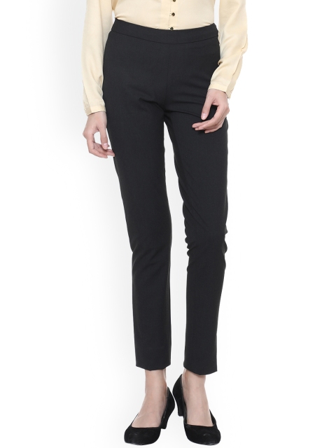 Allen Solly Woman Women Black Regular Fit Solid Regular Trousers