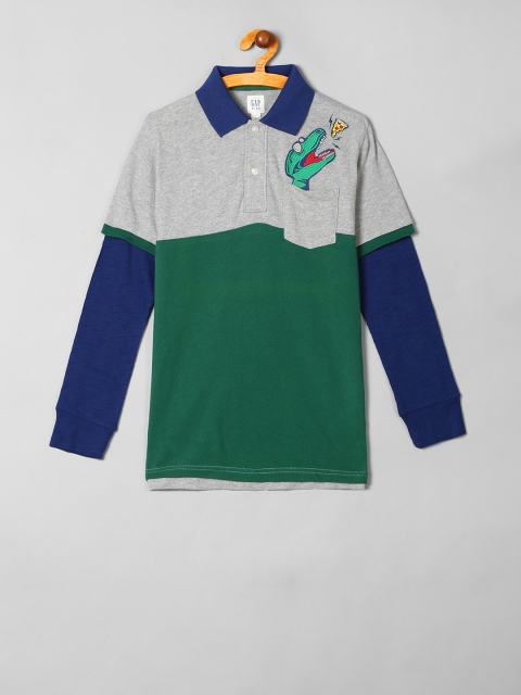 

GAP Boys Colourblocked Doctor Sleeve Polo Shirt, Grey