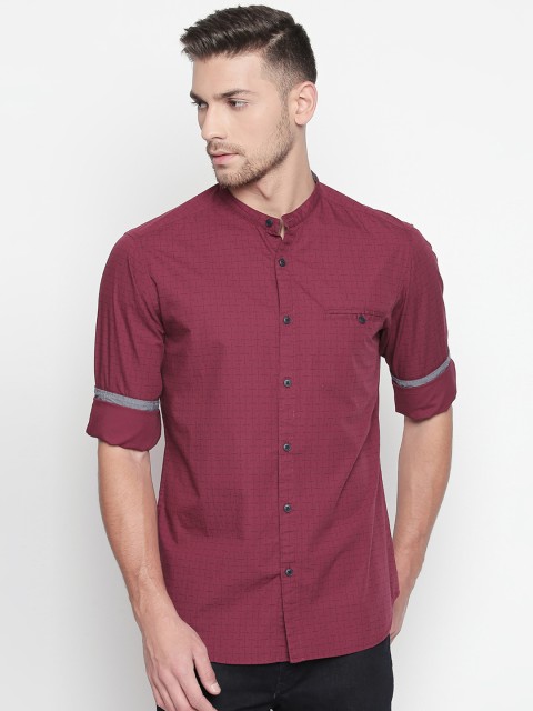 

BYFORD by Pantaloons Men Maroon Slim Fit Printed Casual Shirt