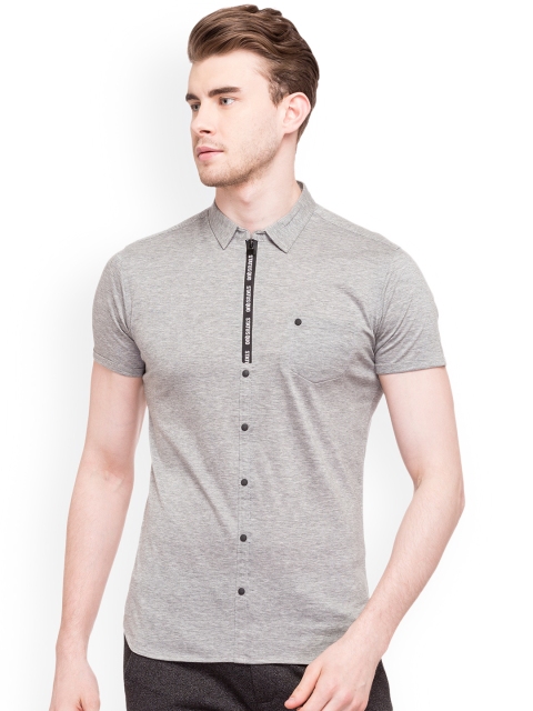 

Status Quo Men Grey Slim Fit Self Design Casual Shirt