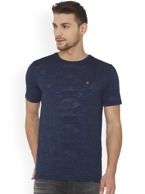 

Rex Straut Jeans Men Navy Blue Printed Round Neck T-shirt
