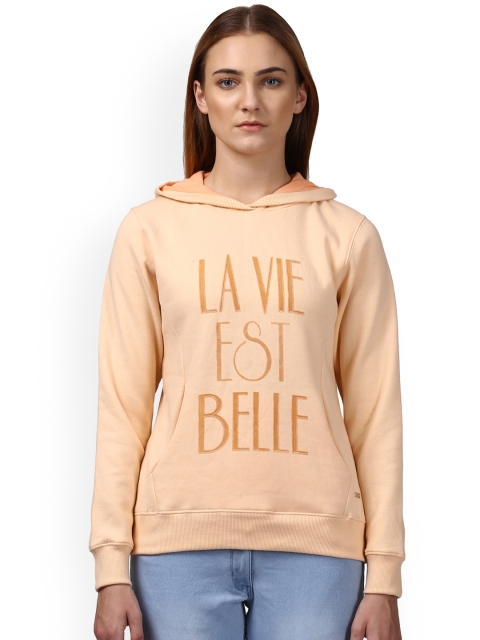 

Park Avenue Women Orange Printed Hooded Sweatshirt