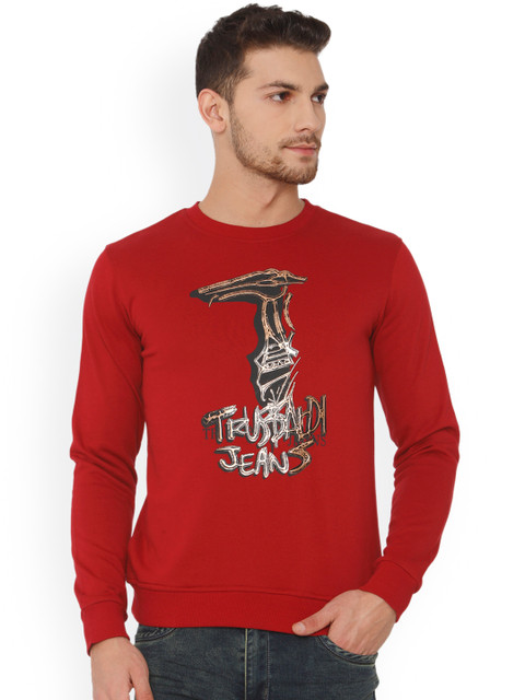 

Rex Straut Jeans Men Red Printed Sweatshirt