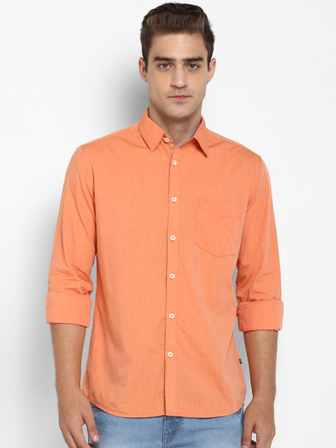 

Parx Men Orange Slim Fit Solid Casual Shirt