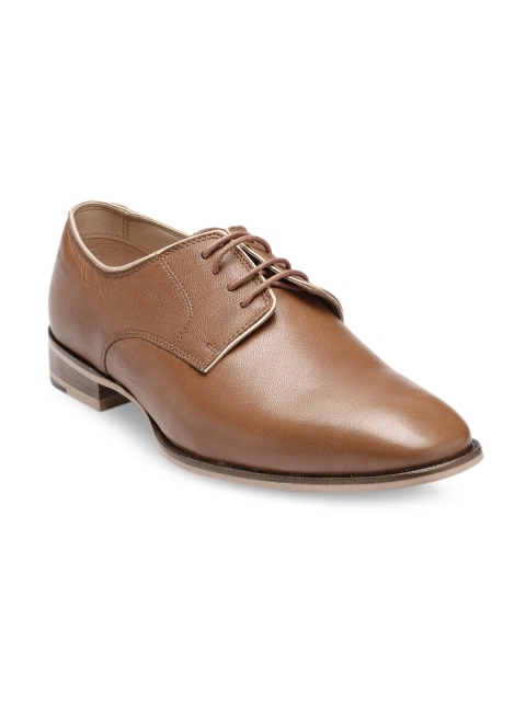 

Franco Leone Men Tan Brown Leather Formal Derbys