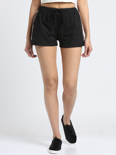 

Trend Arrest Women Black Solid Regular Fit Regular Shorts