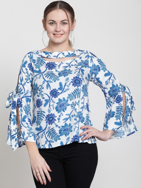 

Latin Quarters Women Blue Printed Top