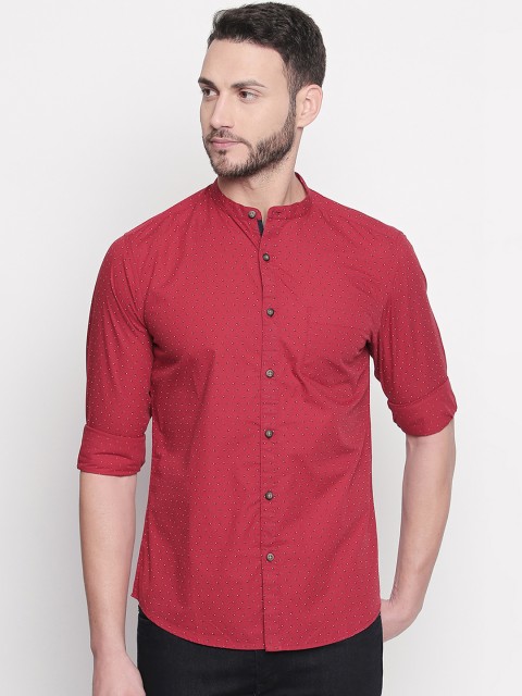 

BYFORD by Pantaloons Men Maroon Slim Fit Printed Casual Shirt