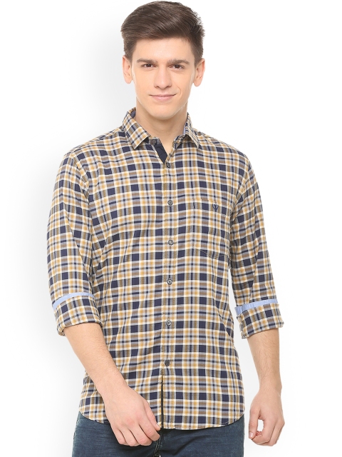 

Van Heusen Sport Men Blue & Yellow Slim Fit Checked Casual Shirt