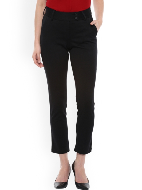 Allen Solly Woman Women Black Regular Fit Solid Regular Trousers