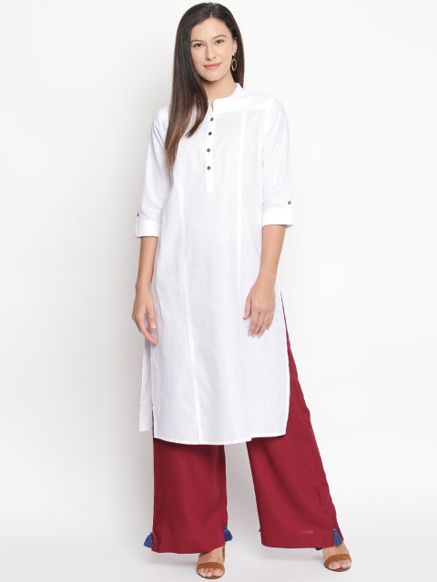 

RANGMANCH BY PANTALOONS Women White Solid Straight Kurta