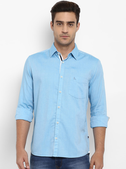 

Parx Men Blue Slim Fit Self Design Casual Shirt