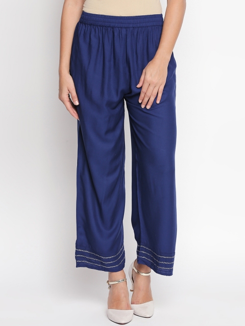 

RANGMANCH BY PANTALOONS Women Blue Straight Solid Palazzos