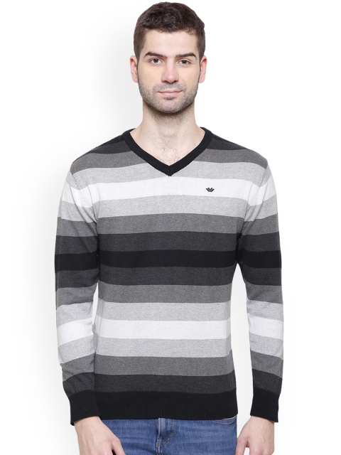 

UV&W Men Black & Grey Striped Pullover