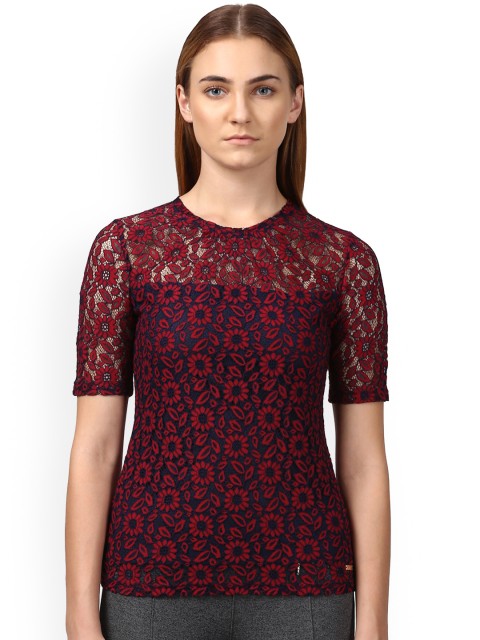 

Park Avenue Women Red Self Design Top