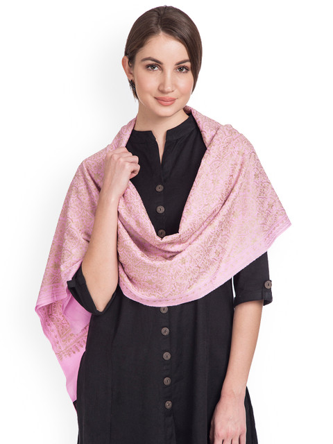 

SHINGORA Women Pink Embroidered Stole