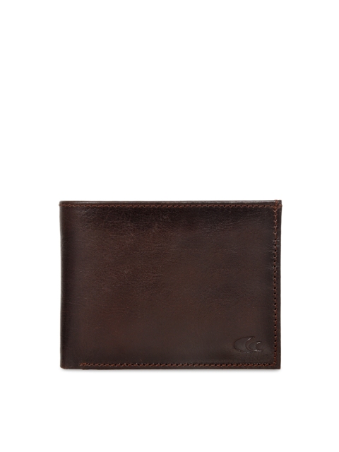 

Allen Cooper Men Coffee Brown & Tan Textured Two Fold Leather Wallet