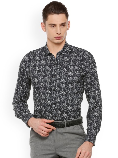 

V Dot Men Black & Grey Slim Fit Printed Casual Shirt
