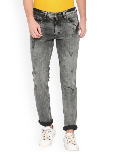 

People Men Grey Slim Fit Mid-Rise Clean Look Stretchable Jeans