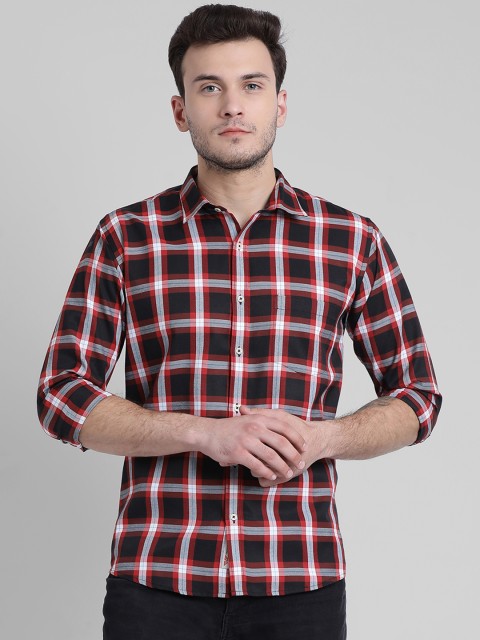 

Being Fab Men Black & White Slim Fit Checked Casual Shirt