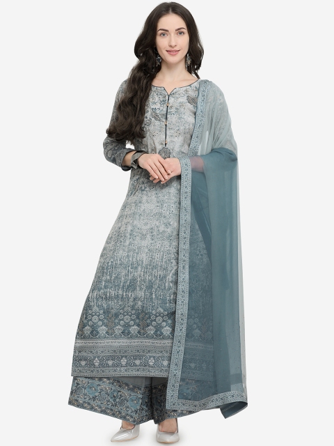 

Rajnandini Charcoal Grey Printed Semi-Stitched Dress Material