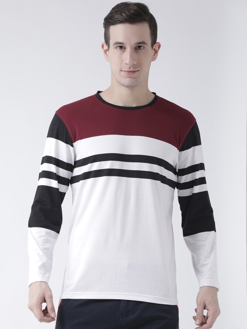 

Club York Men White Striped Round Neck T-shirt