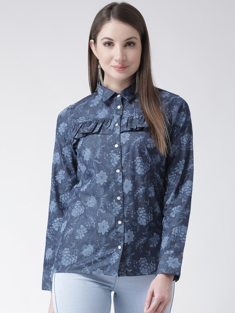 

The Vanca Women Navy Blue Regular Fit Printed Casual Shirt