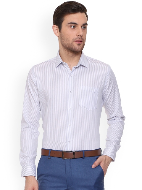 

Van Heusen Men White & Blue Slim Fit Striped Formal Shirt