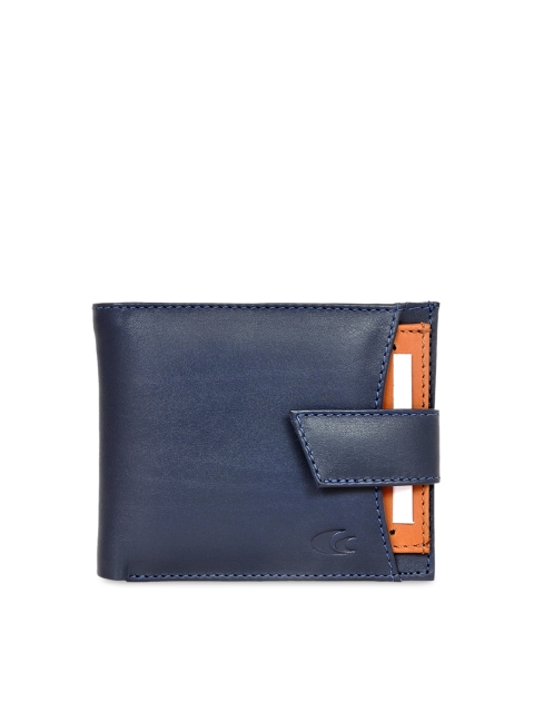

Allen Cooper Men Blue & Tan Textured Two Fold Leather Wallet