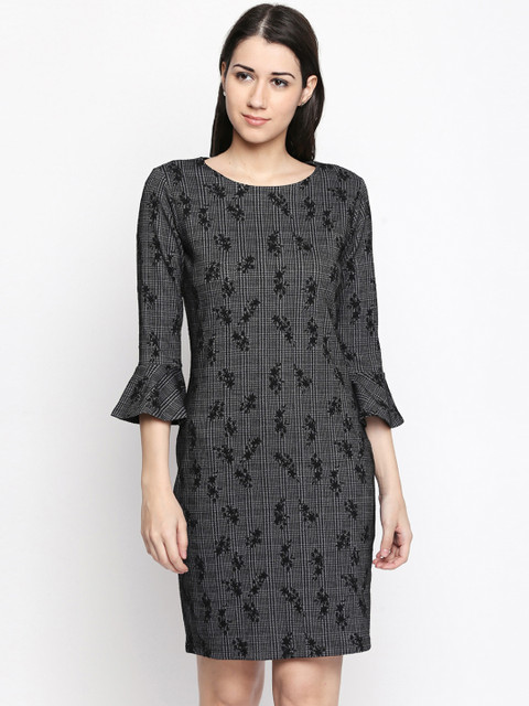 

Annabelle by Pantaloons Women Charcoal Grey Self-Design Sheath Dress