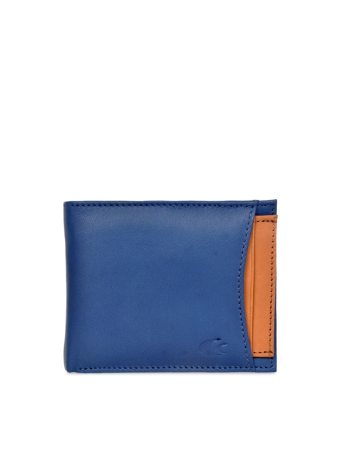 

Allen Cooper Men Blue & Tan Brown Colourblocked Two Fold Wallet