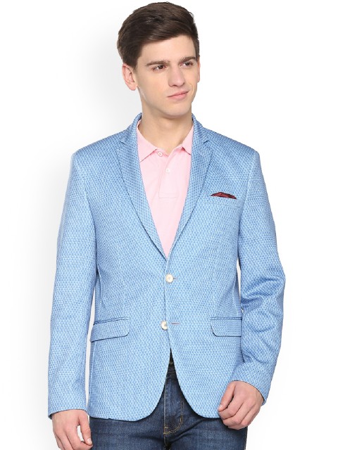 

Solly Sport Men Blue Self-Design Slim-Fint Single-Breasted Blazer