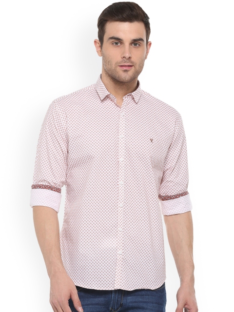 

V Dot Men Pink Slim Fit Printed Casual Shirt