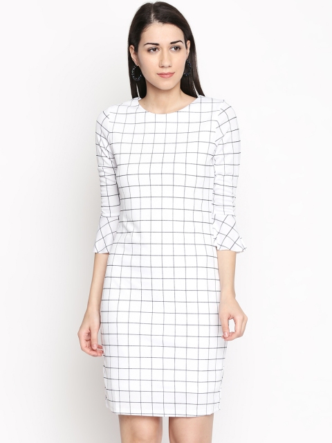 

Annabelle by Pantaloons Women White & White Checked Sheath Dress