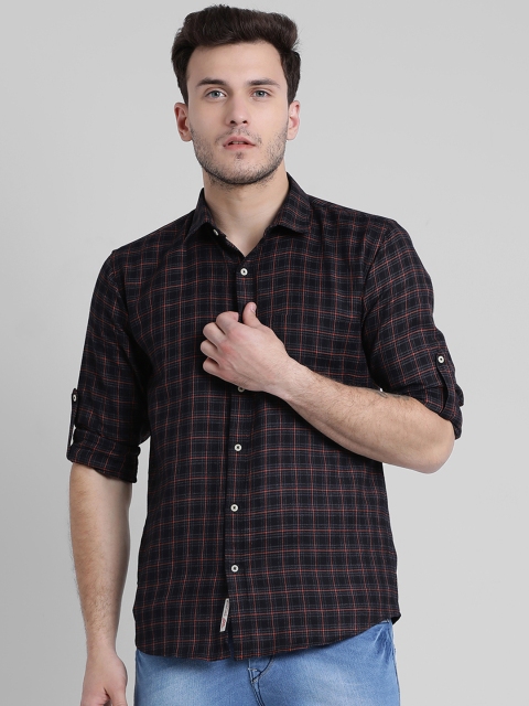 

Being Fab Men Red Slim Fit Checked Casual Shirt