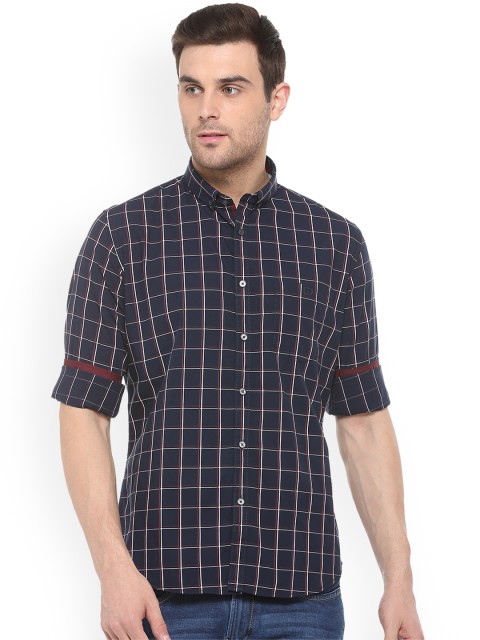 

Van Heusen Sport Men Navy Blue & White Slim Fit Checked Casual Shirt