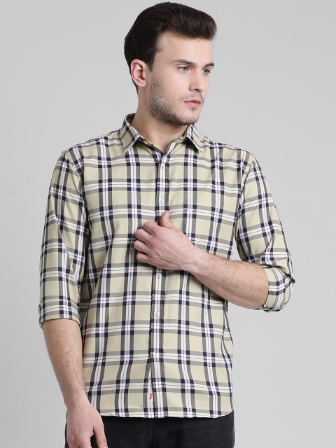 

Being Fab Men Beige & Off-White Slim Fit Checked Casual Shirt