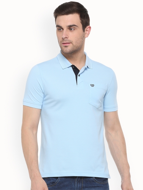 

Van Heusen Sport Men Turquoise Blue Solid Polo Collar T-shirt
