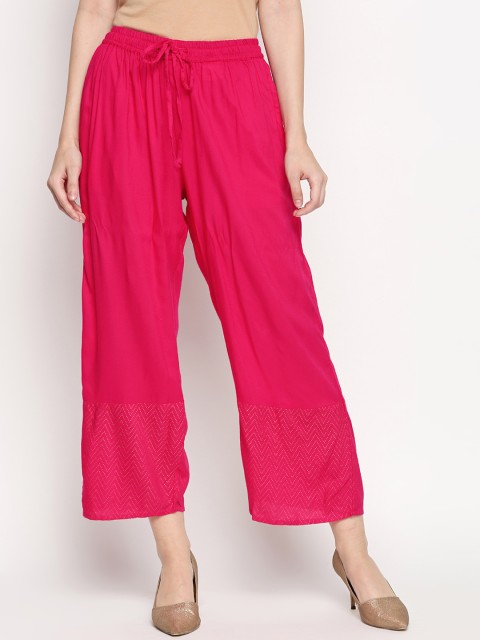 

RANGMANCH BY PANTALOONS Women Pink Solid Flared Palazzos