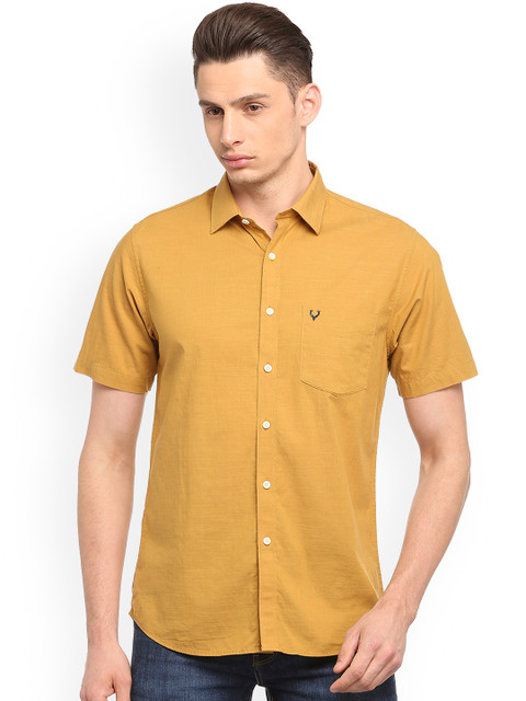 

Allen Solly Men Mustard Slim Fit Self Design Casual Shirt