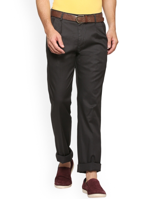 Allen Solly Men Black Regular Fit Solid Regular Trousers