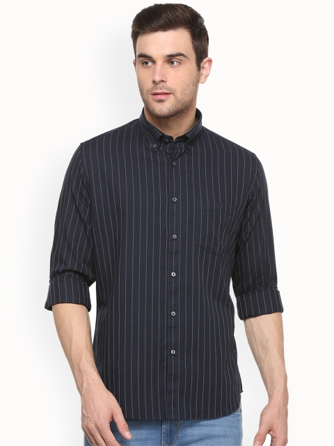 

Van Heusen Sport Men Navy Blue Slim Fit Striped Casual Shirt